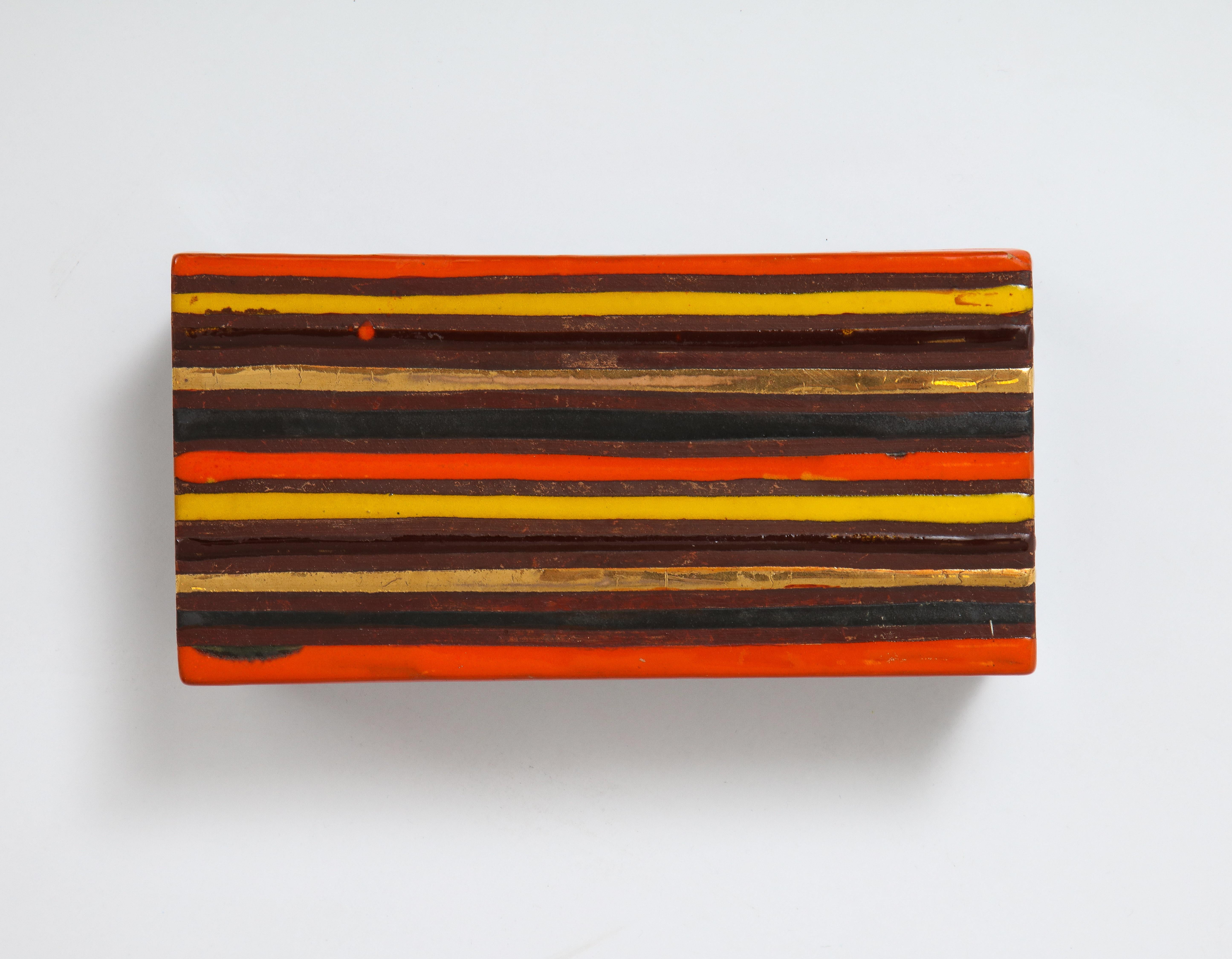 Bitossi Striped Ceramic Box, Signed In Good Condition For Sale In New York, NY