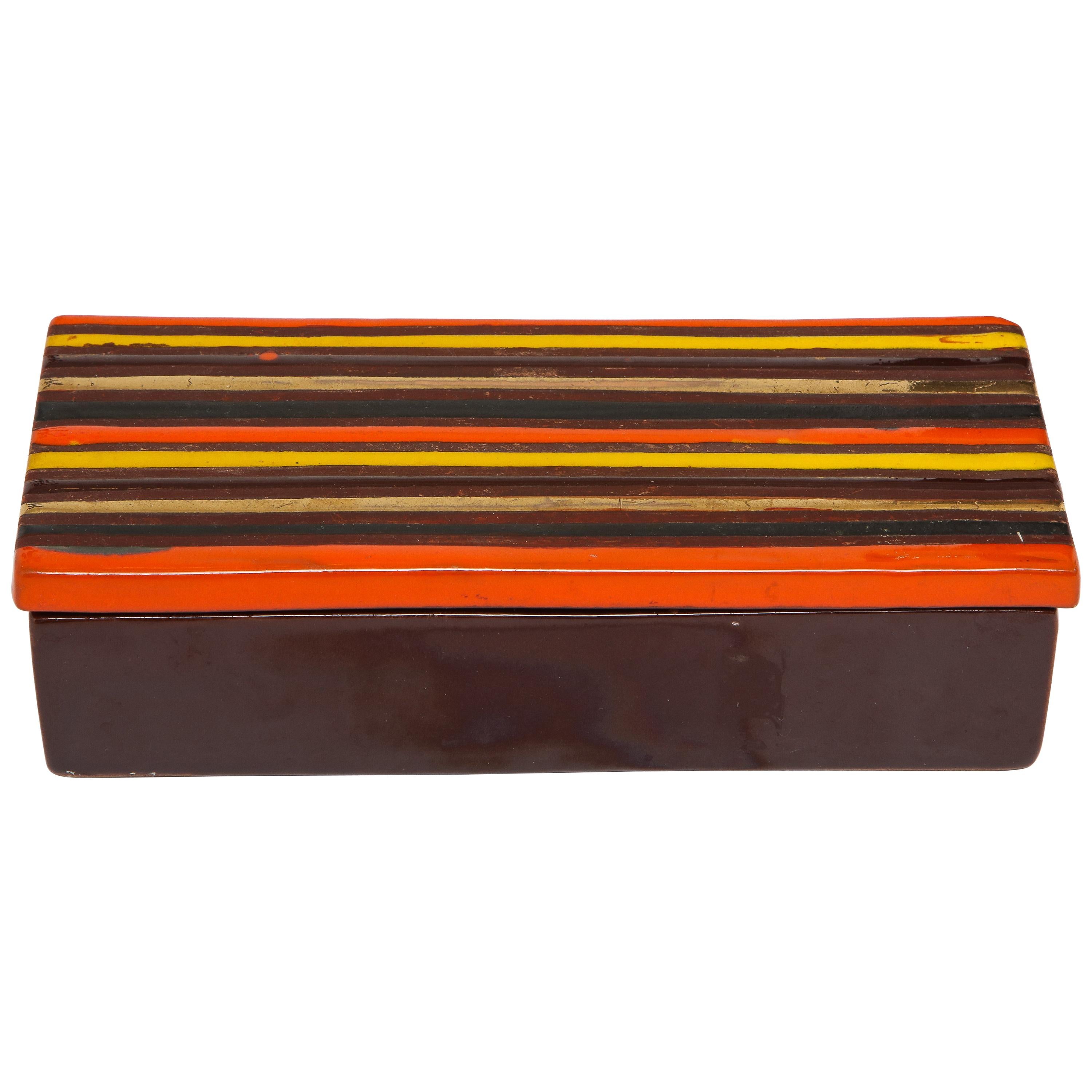 Bitossi Striped Ceramic Box, Signed