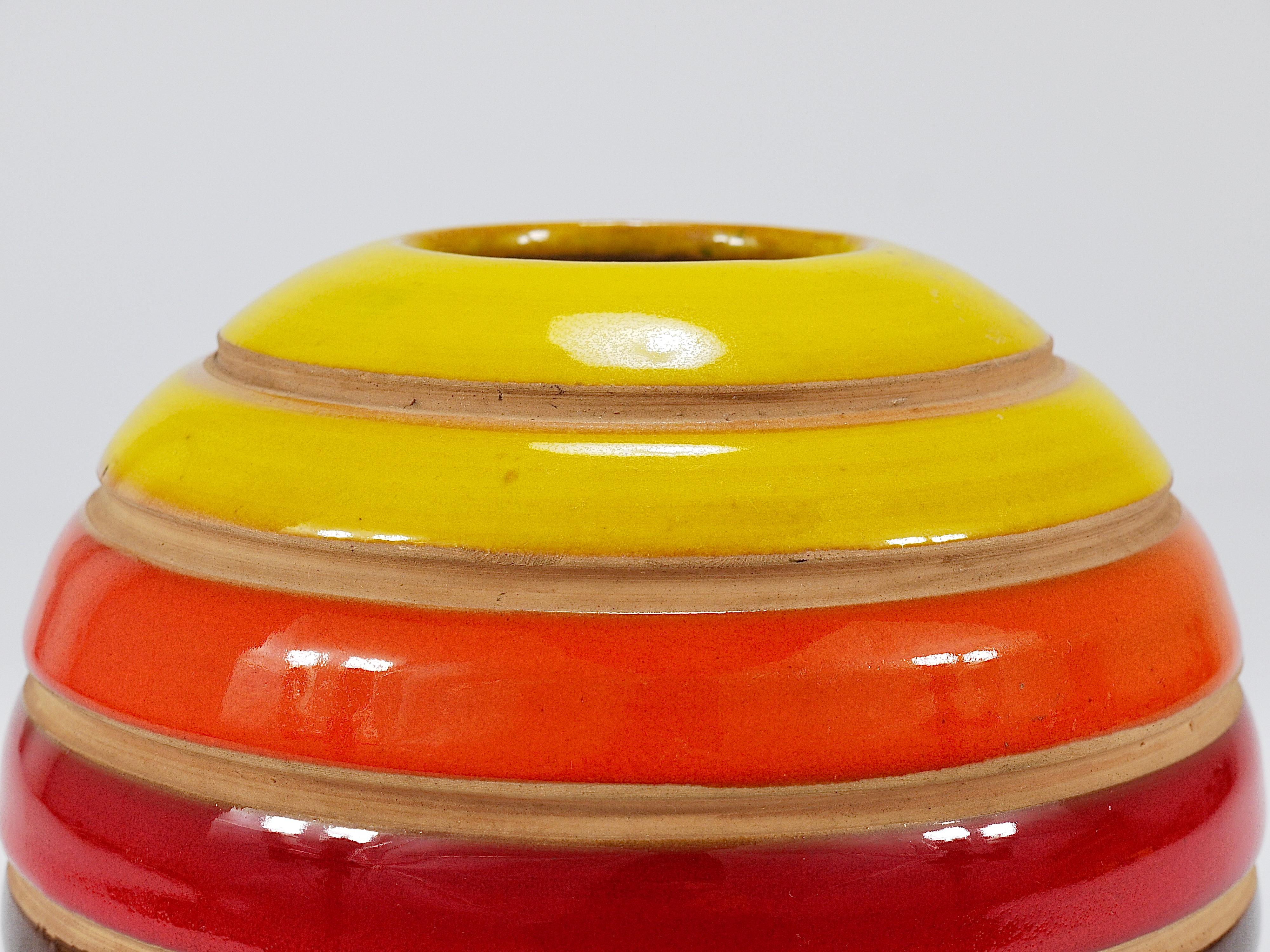 Gestreifte Mid-Century-Kugelvase aus Keramik von Aldo Londi Bitossi, Italien, 1960er Jahre im Angebot 4