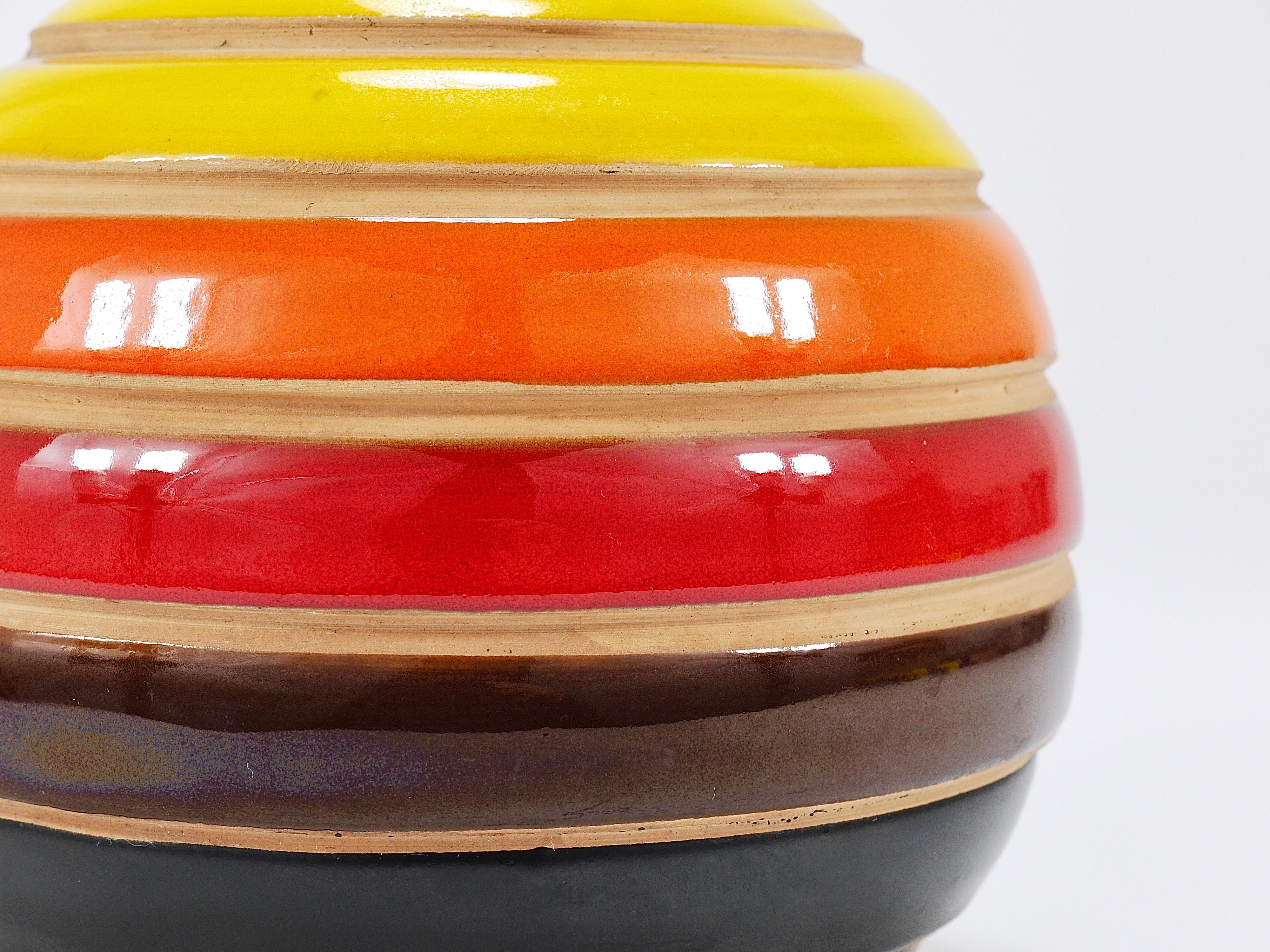 Gestreifte Mid-Century-Kugelvase aus Keramik von Aldo Londi Bitossi, Italien, 1960er Jahre im Angebot 5