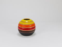 Aldo Londi Bitossi Striped Mid-Century Ceramic Ball Vase, Italy, 1960s