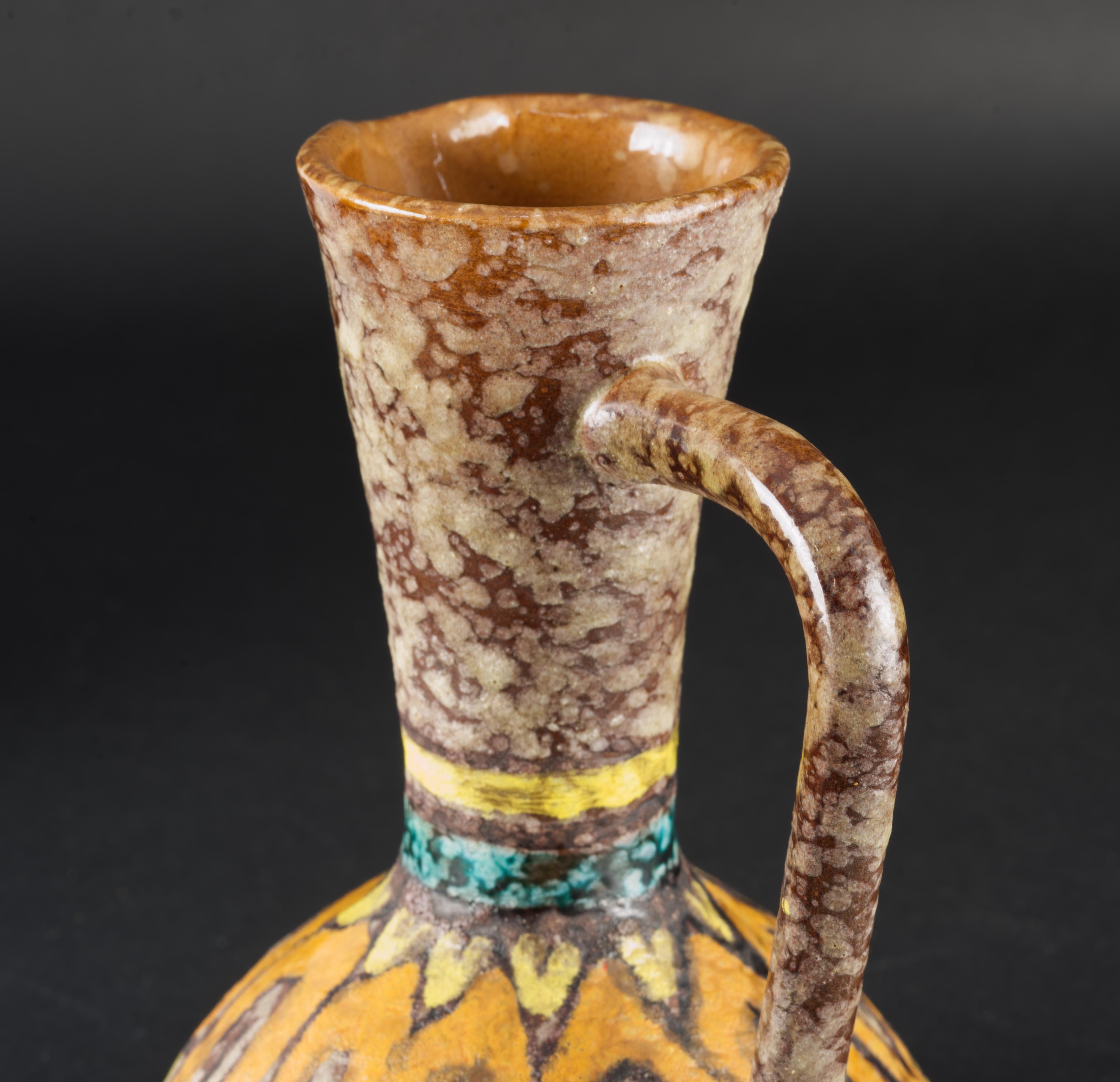 20th Century Bitossi Studio Pottery Lava Glaze Vase Pitcher Italy 1960s For Sale