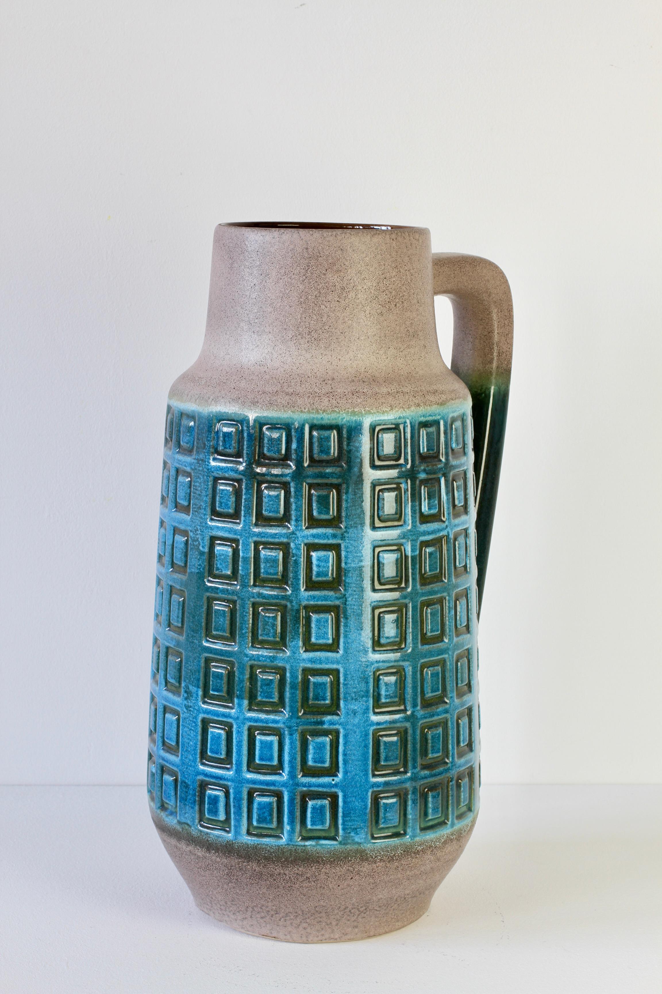 Jarrón de pie de mediados de siglo de West German Pottery azul estilo Bitossi de los años 70 by Scheurich en venta 4