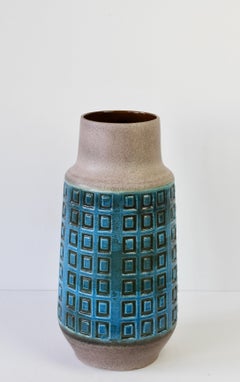 Bitossi Style 1970s Blue West German Pottery Mid-Century Floor Vase by Scheurich