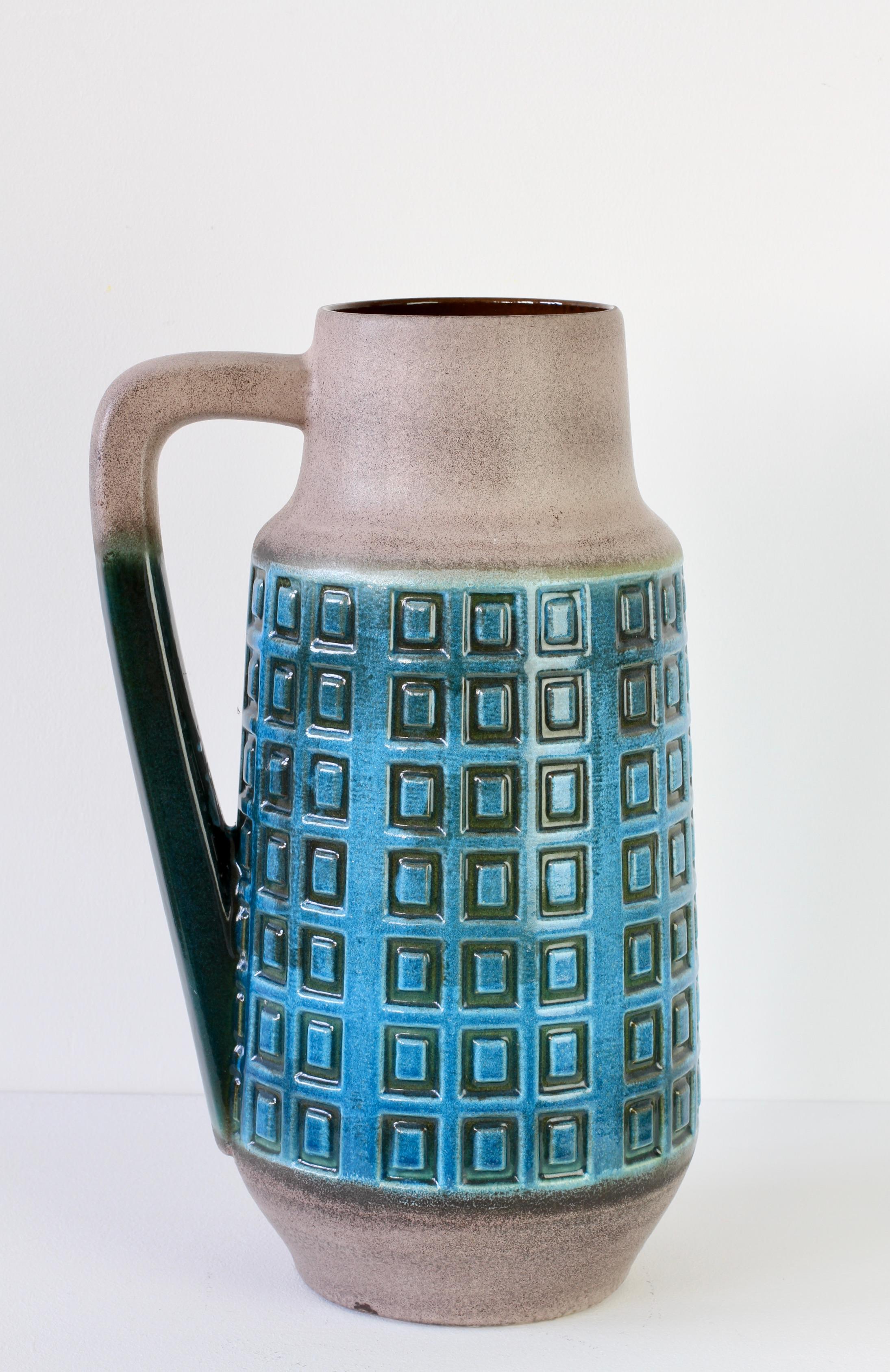 Jarrón de pie de mediados de siglo de West German Pottery azul estilo Bitossi de los años 70 by Scheurich en venta 1