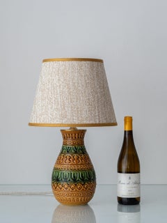 Tischlampe aus Keramik im Bitossi-Stil in Erdtönen, 1960er–70er Jahre, neuer Lampenschirm
