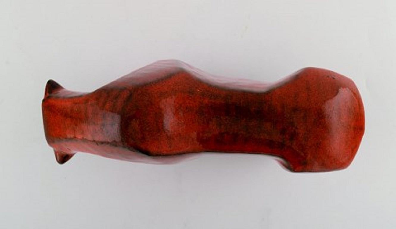 Bitossi Style, Red Bull in Glazed Ceramics, 1960s In Good Condition In København, Copenhagen