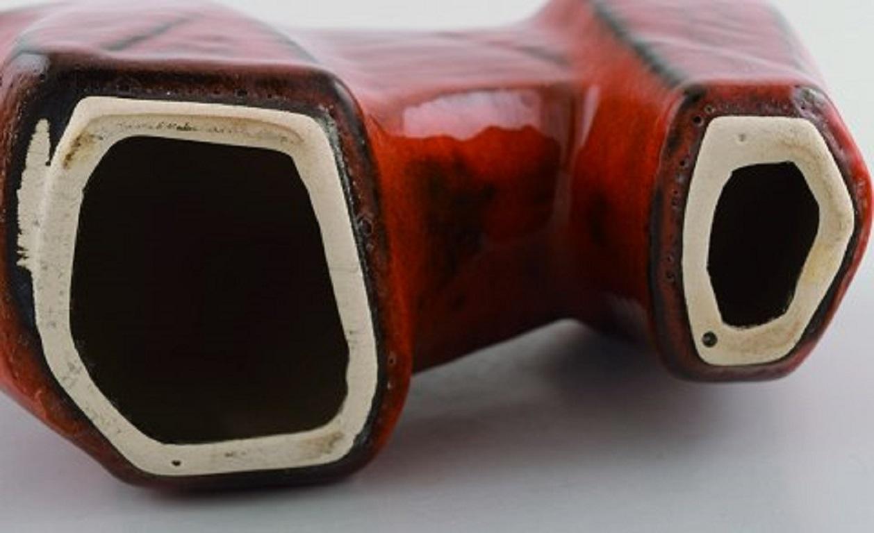 Mid-20th Century Bitossi Style, Red Bull in Glazed Ceramics, 1960s