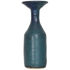 Vintage Bitossi Style Sleek Cool Blue Ceramic Pottery Vase Mid-Century Modern Italy