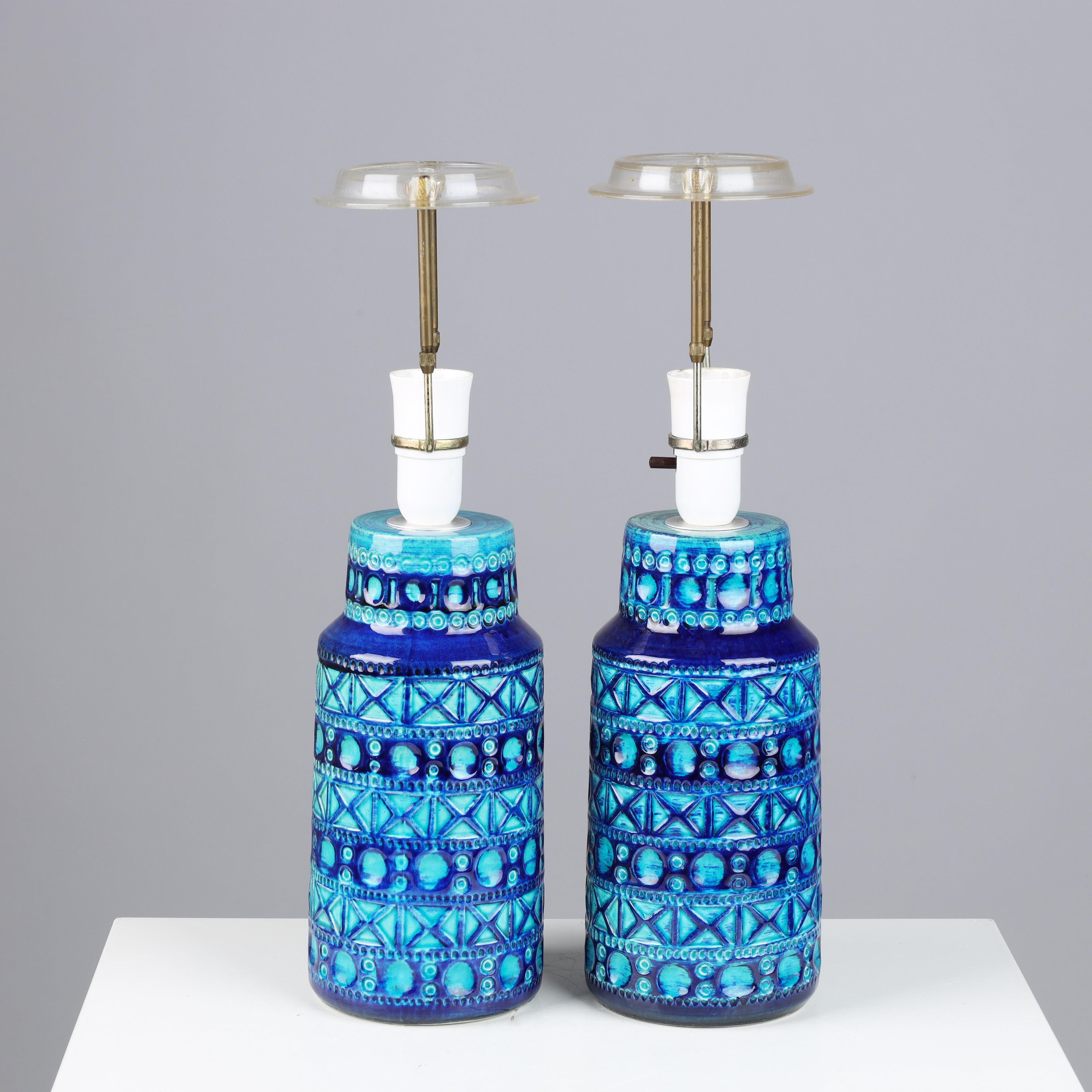 Danish Bitossi Style table lamps a pair Marked LYSKÆR Denmark 1960s For Sale