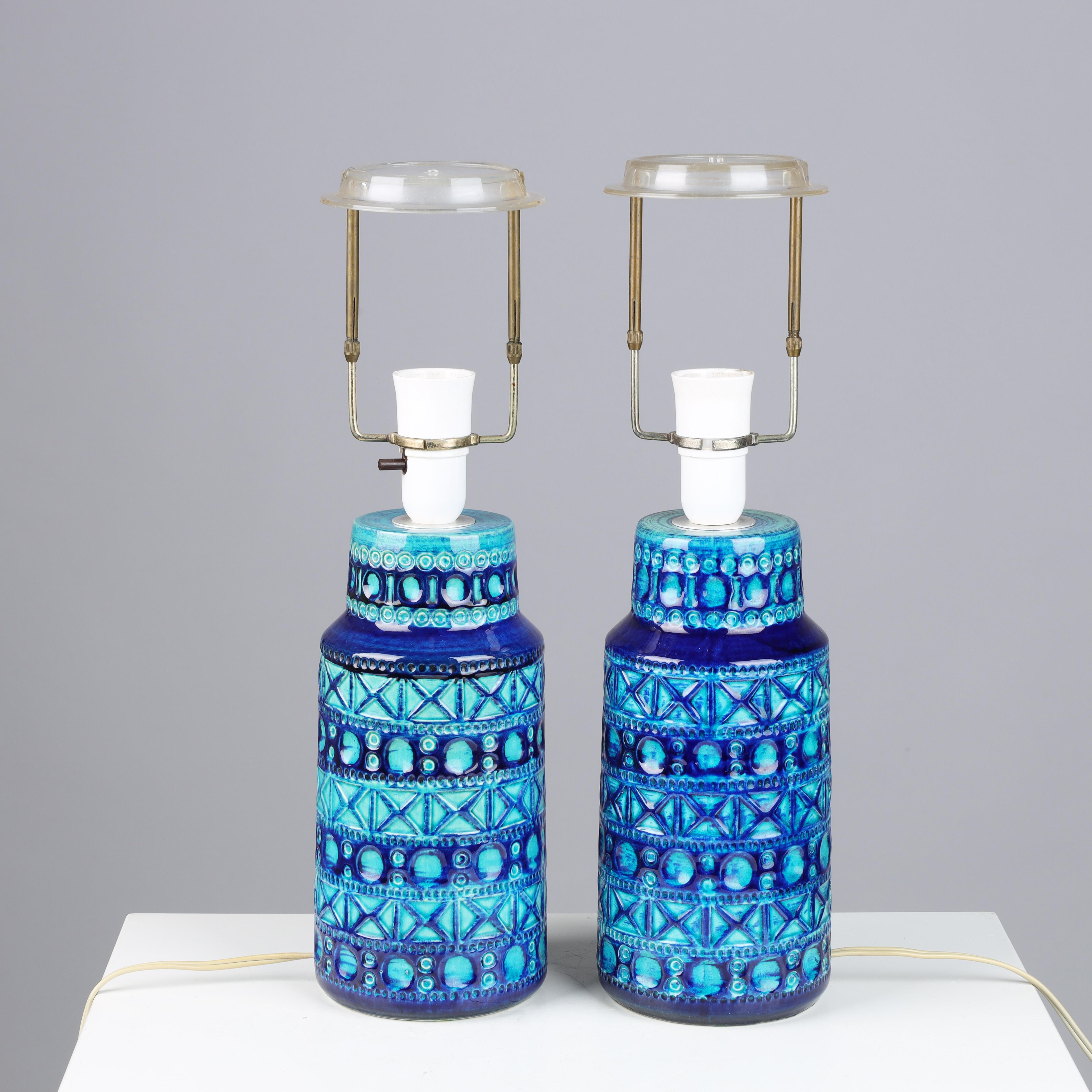 Mid-20th Century Bitossi Style table lamps a pair Marked LYSKÆR Denmark 1960s For Sale