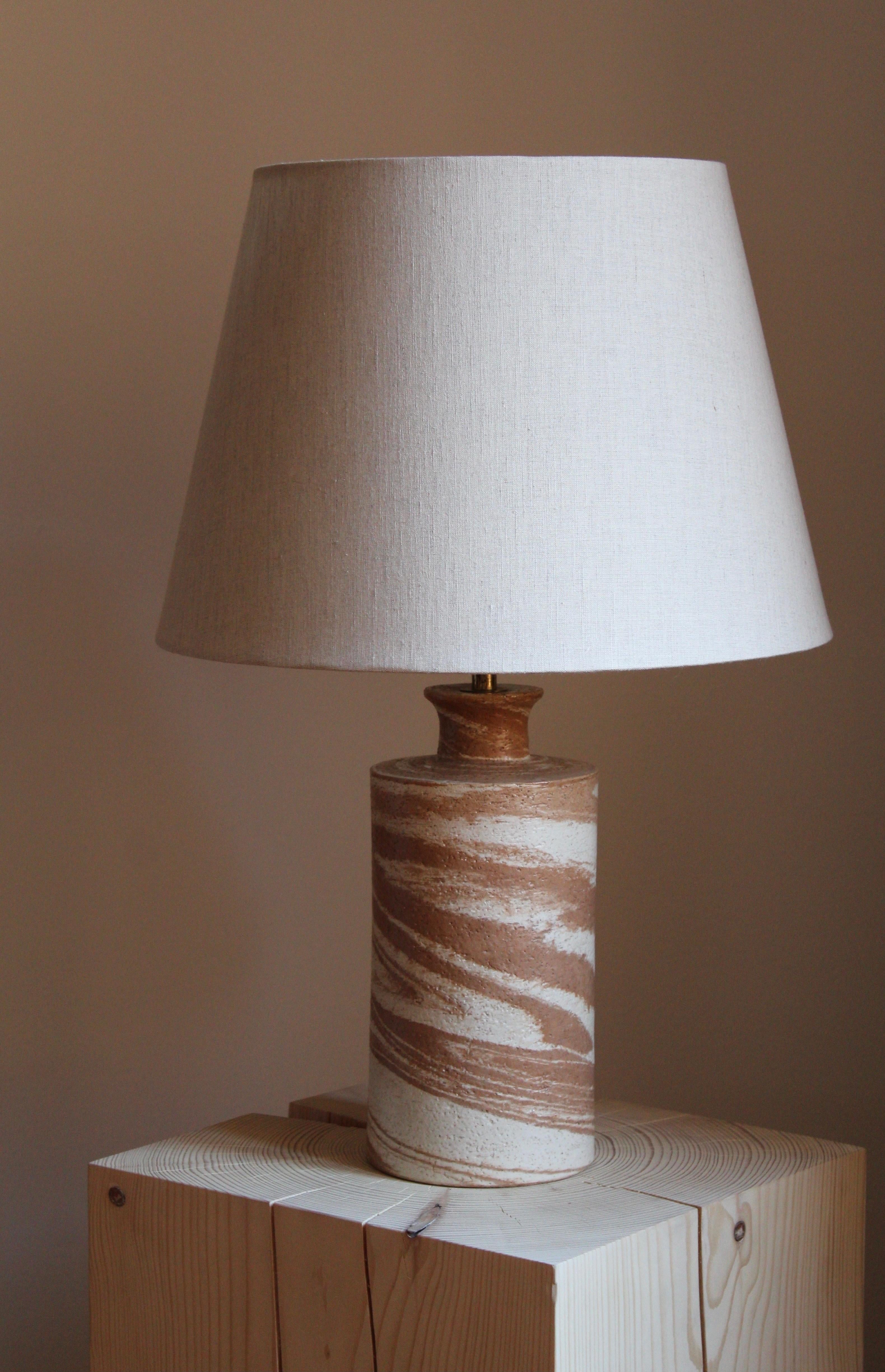A table lamp, designed and produced by Bitossi, Italy, 1960s. Signed and paper label stating 