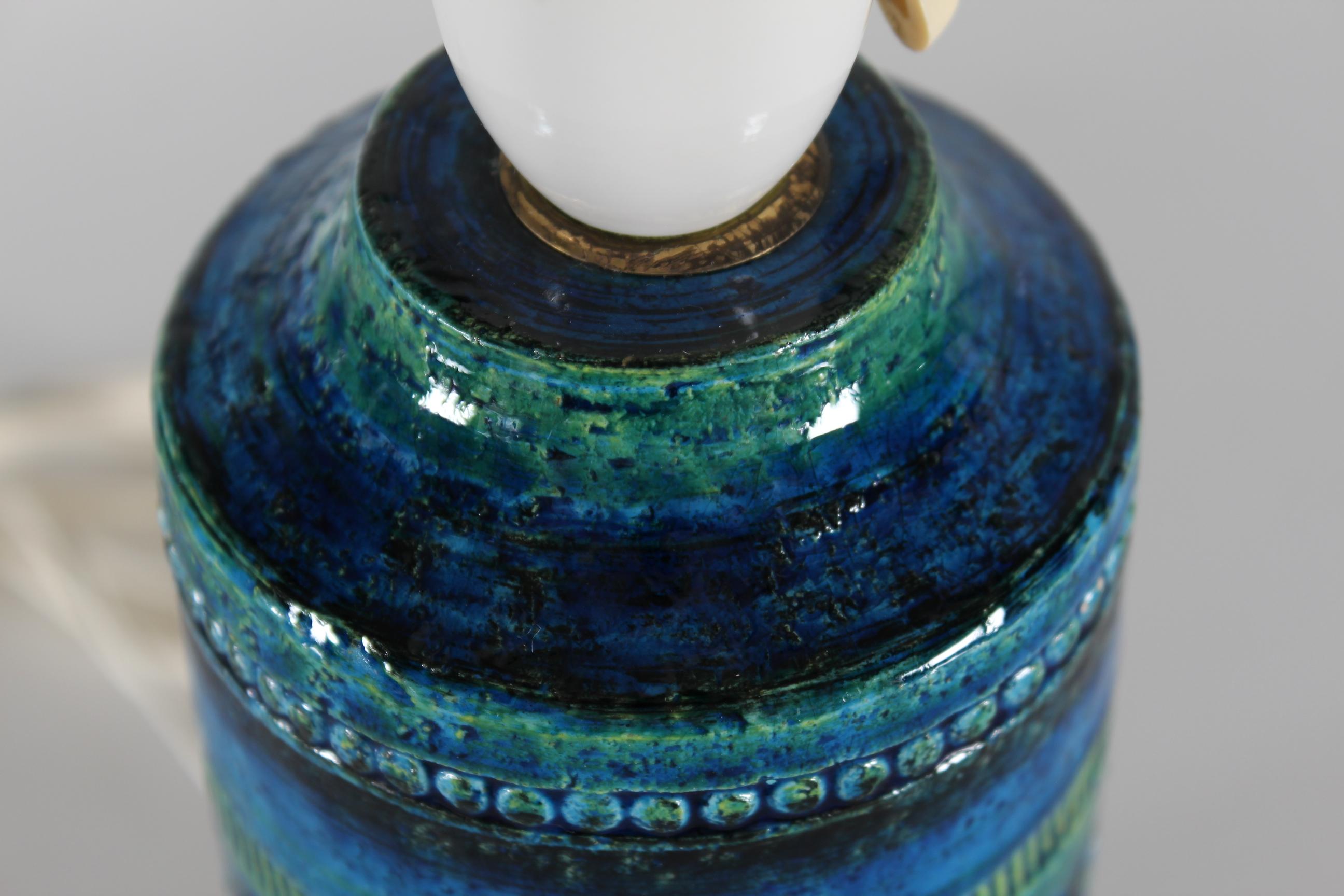Bitossi Table Lamp with Blue and Green Glace + New Shade, Italian Modern 1960s For Sale 3