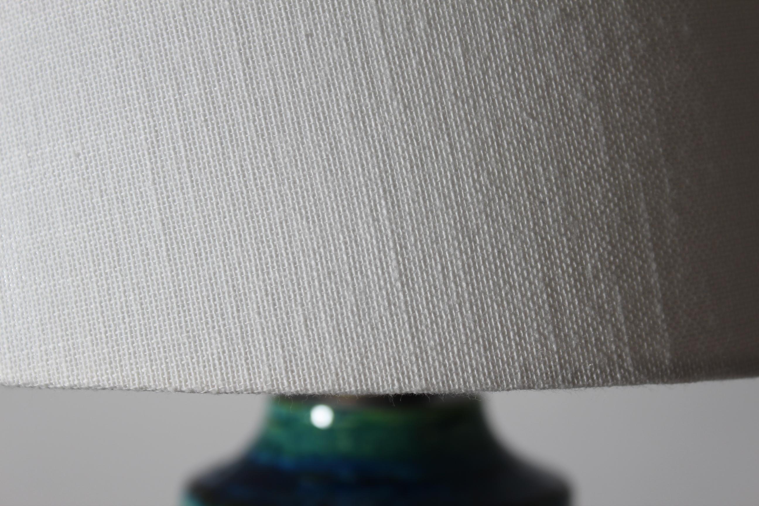 Glazed Bitossi Table Lamp with Blue and Green Glace + New Shade, Italian Modern 1960s For Sale