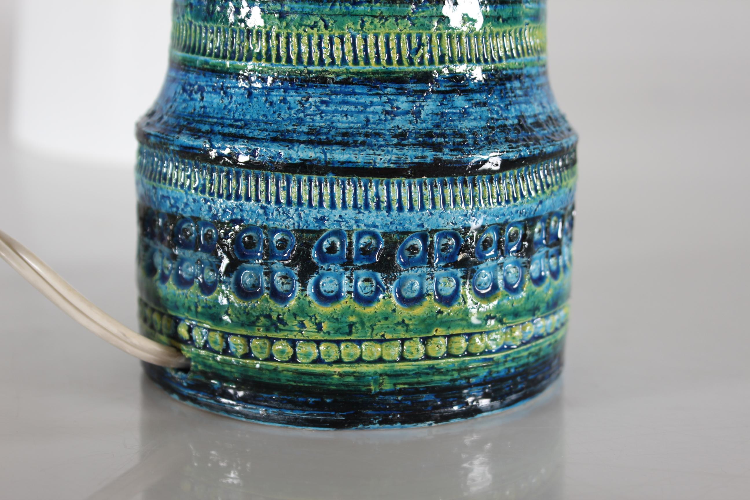 Bitossi Table Lamp with Blue and Green Glace + New Shade, Italian Modern 1960s For Sale 2