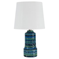 Bitossi Table Lamp with Blue and Green Glace + New Shade, Italian Modern 1960s