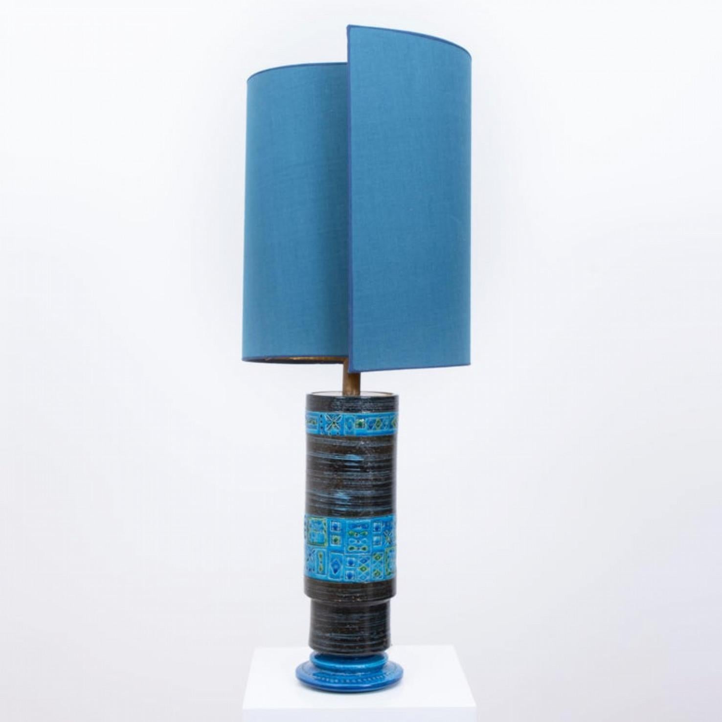 Bitossi Table Lamp with New Silk Custom Made Lampshade René Houben, 1960s For Sale 6