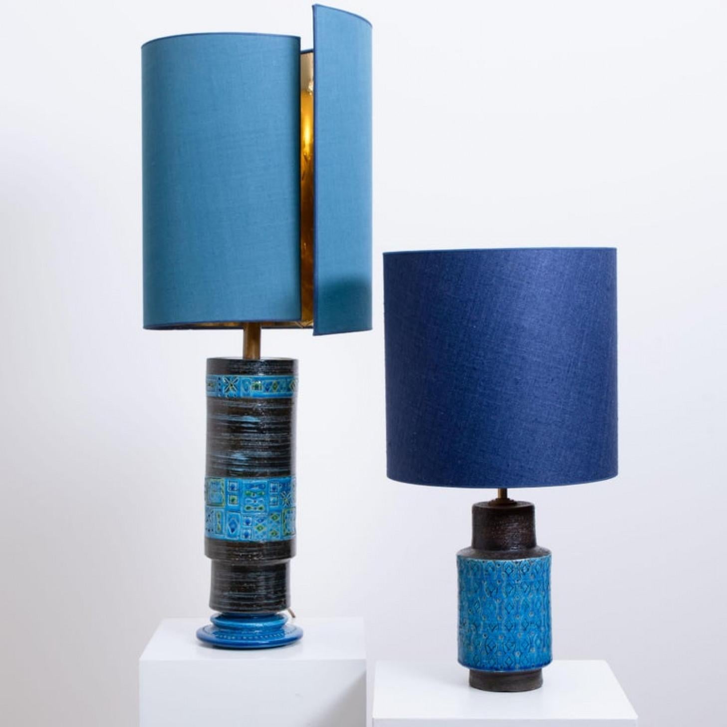 Mid-Century Modern Bitossi Table Lamp with New Silk Custom Made Lampshade René Houben, 1960s For Sale