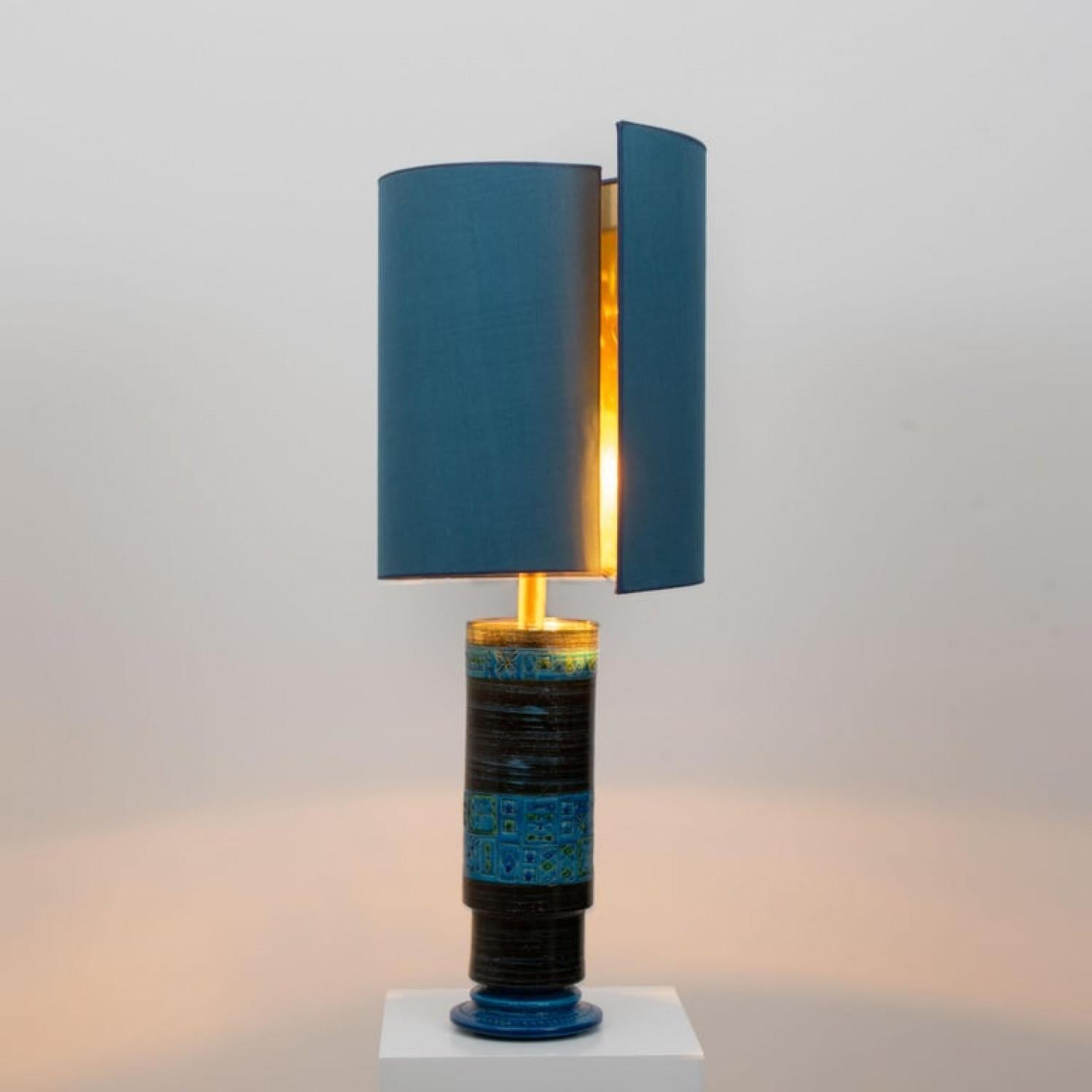 Italian Bitossi Table Lamp with New Silk Custom Made Lampshade René Houben, 1960s For Sale