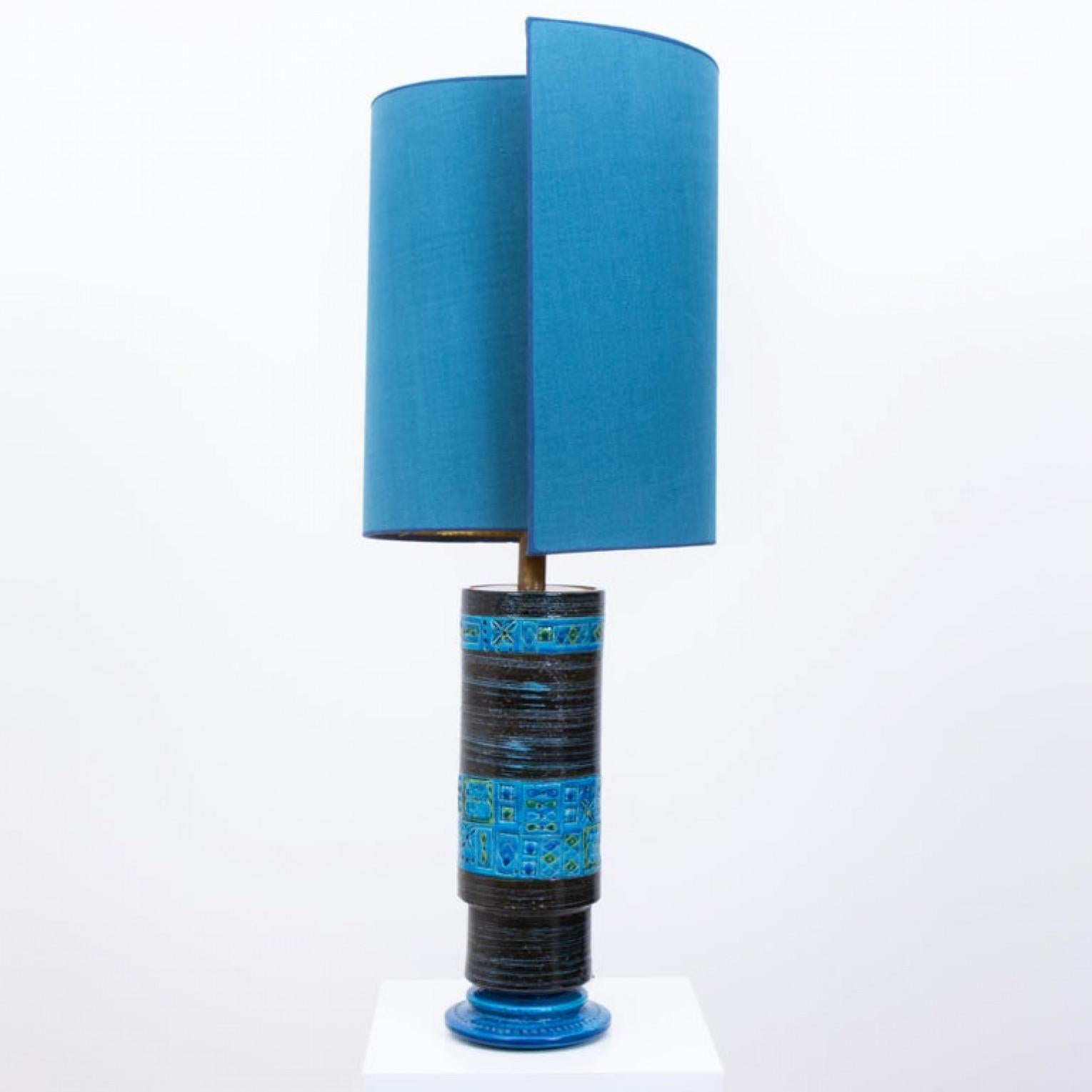 Hand-Crafted Bitossi Table Lamp with New Silk Custom Made Lampshade René Houben, 1960s For Sale