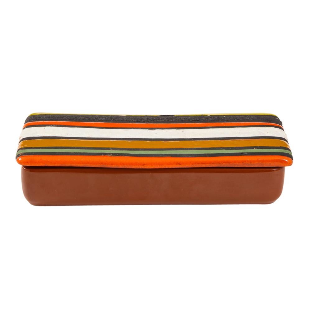 Bitossi Box:: Keramik:: Thailandia:: Streifen:: Orange:: Weiß:: Signiert (Italienisch) im Angebot