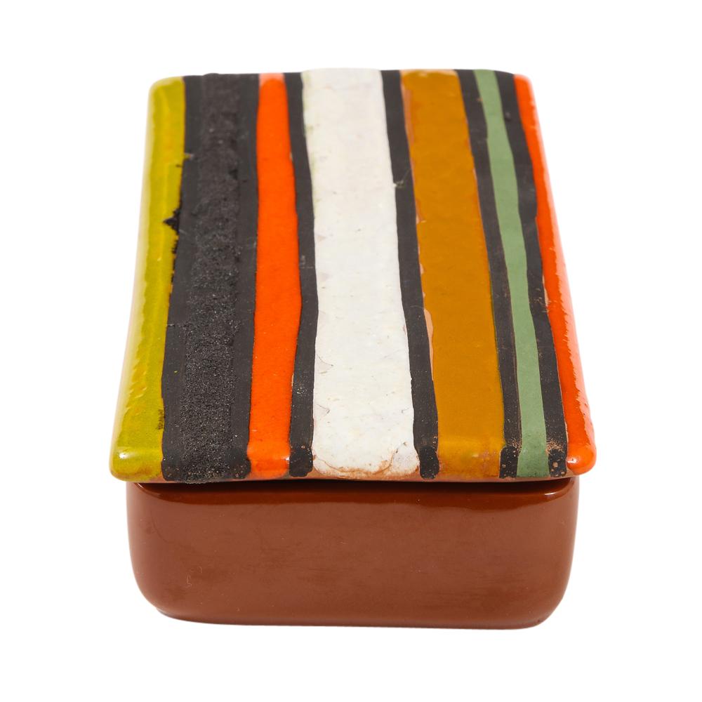 Mid-20th Century Bitossi Box, Ceramic, Thailandia, Stripes, Orange, White, Signed For Sale