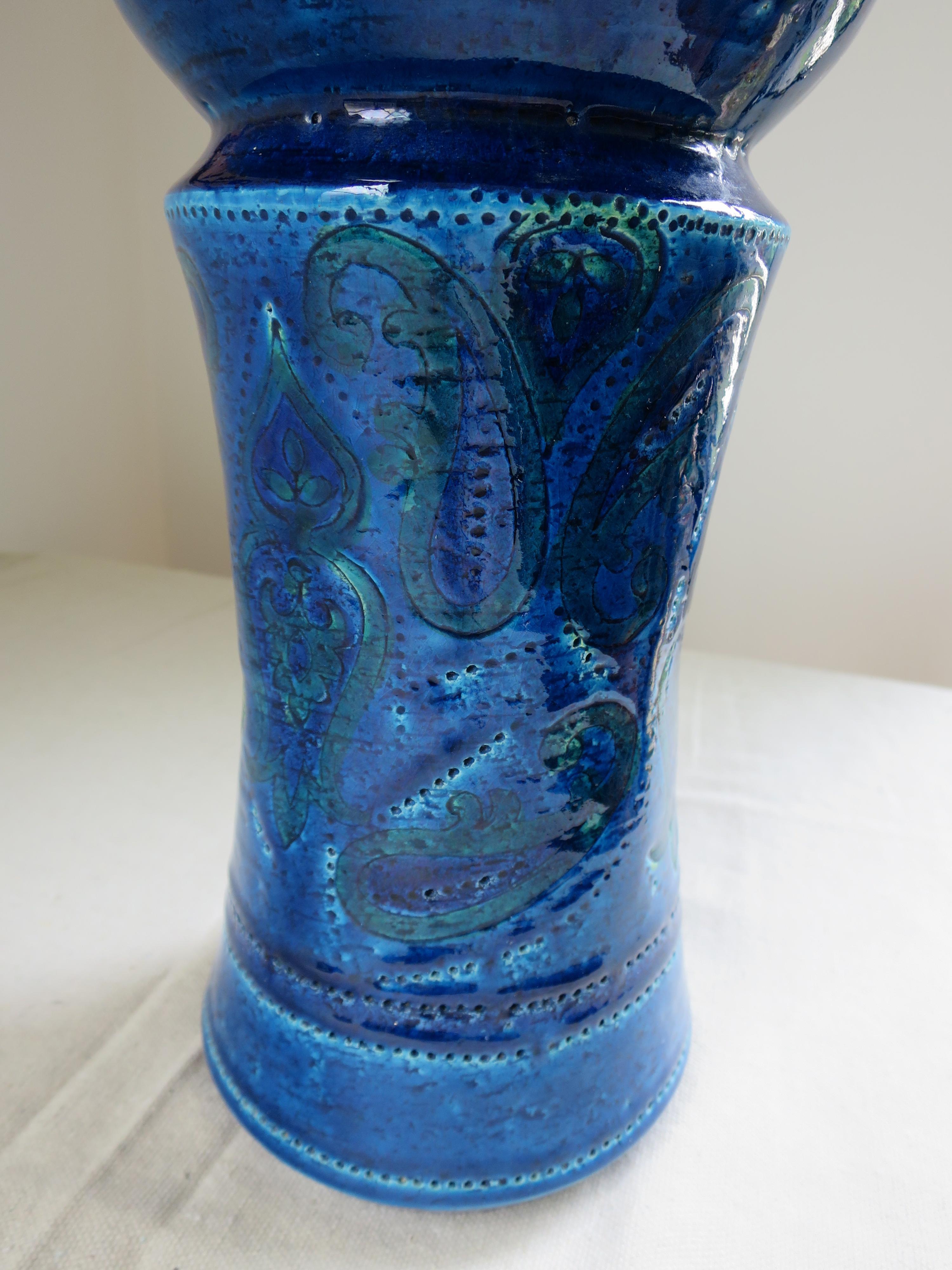 Mid-Century Modern Bitossi Turquoise Vase For Sale