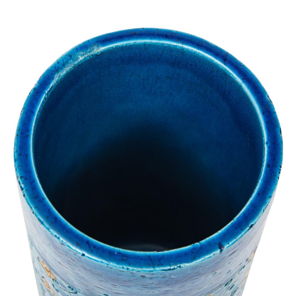 Vase Bitossi pour Berkeley House, céramique, bleu, or, signé 3