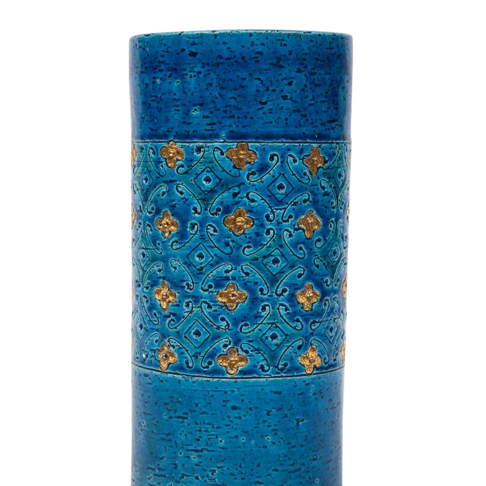 Vase Bitossi pour Berkeley House, céramique, bleu, or, signé Bon état à New York, NY