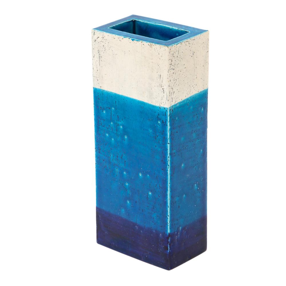 Glazed Bitossi Vase, Ceramic, Blue, White, Signed For Sale