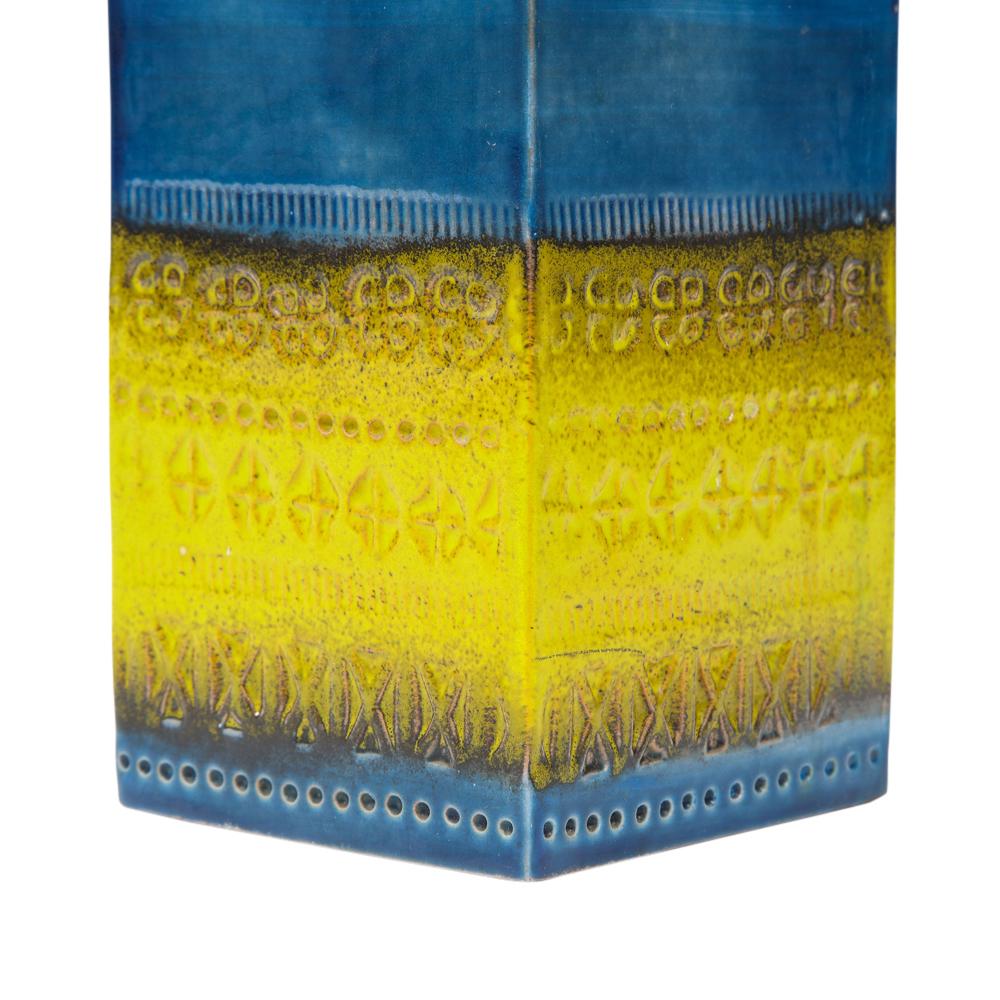 Bitossi Vase, Ceramic, Blue and Yellow, Signed 3