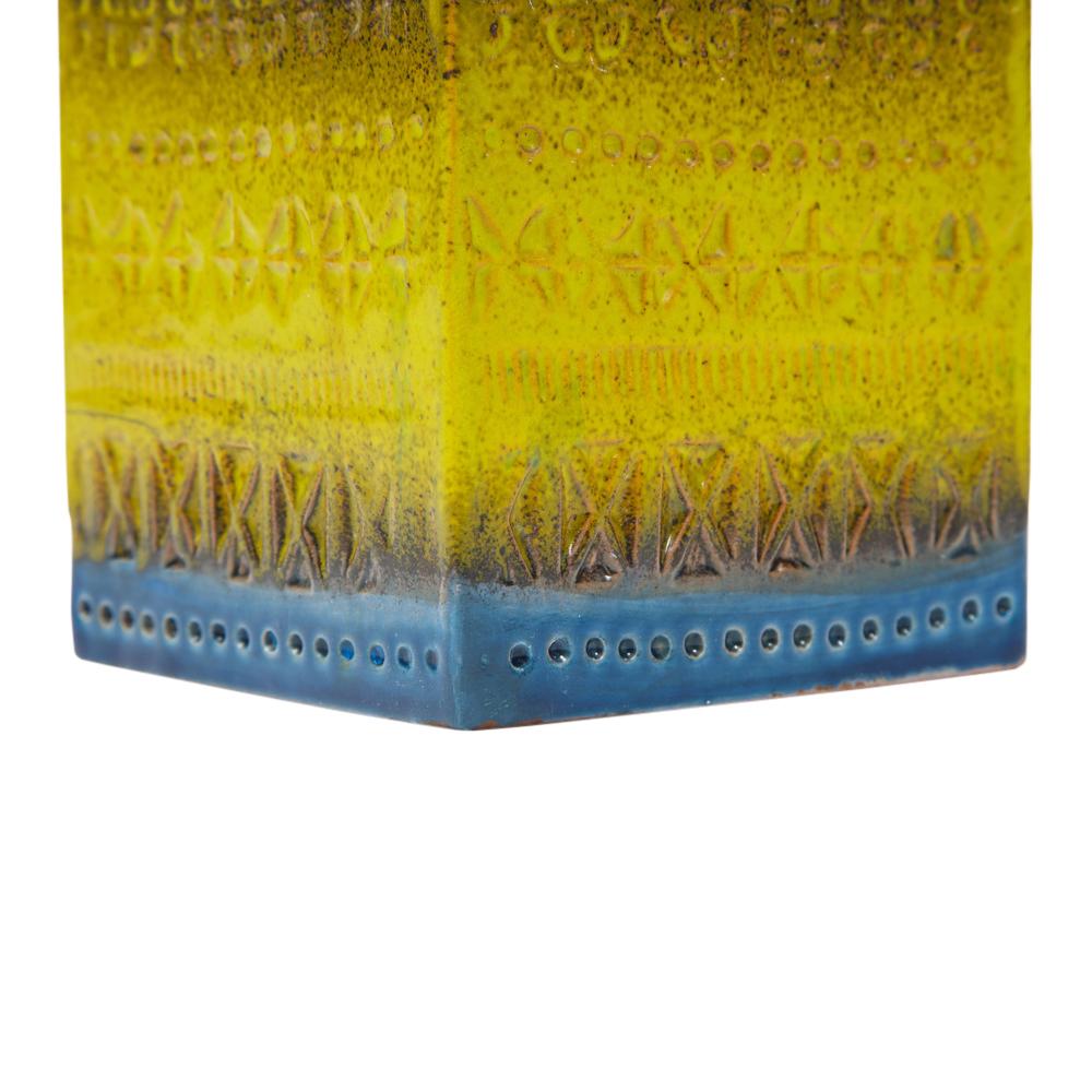 Bitossi Vase, Ceramic, Blue and Yellow, Signed 6