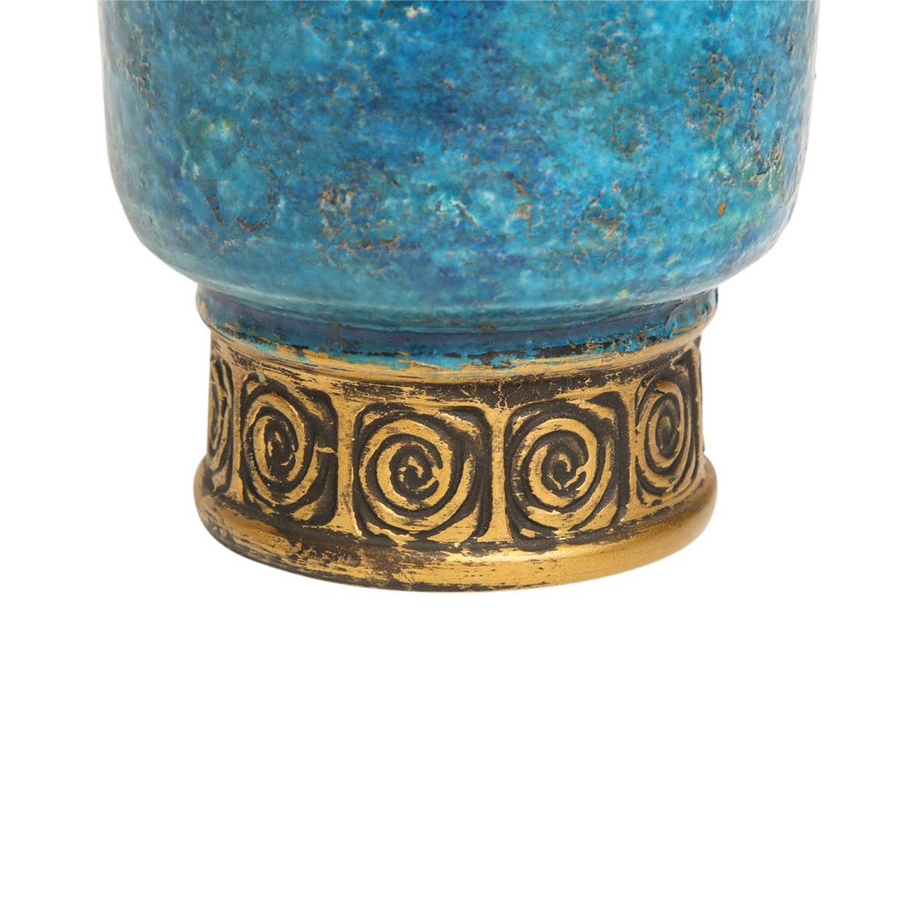 Rosenthal Netter Bitossi Vase, Ceramic, Blue Gold, Cinese, Signed 3