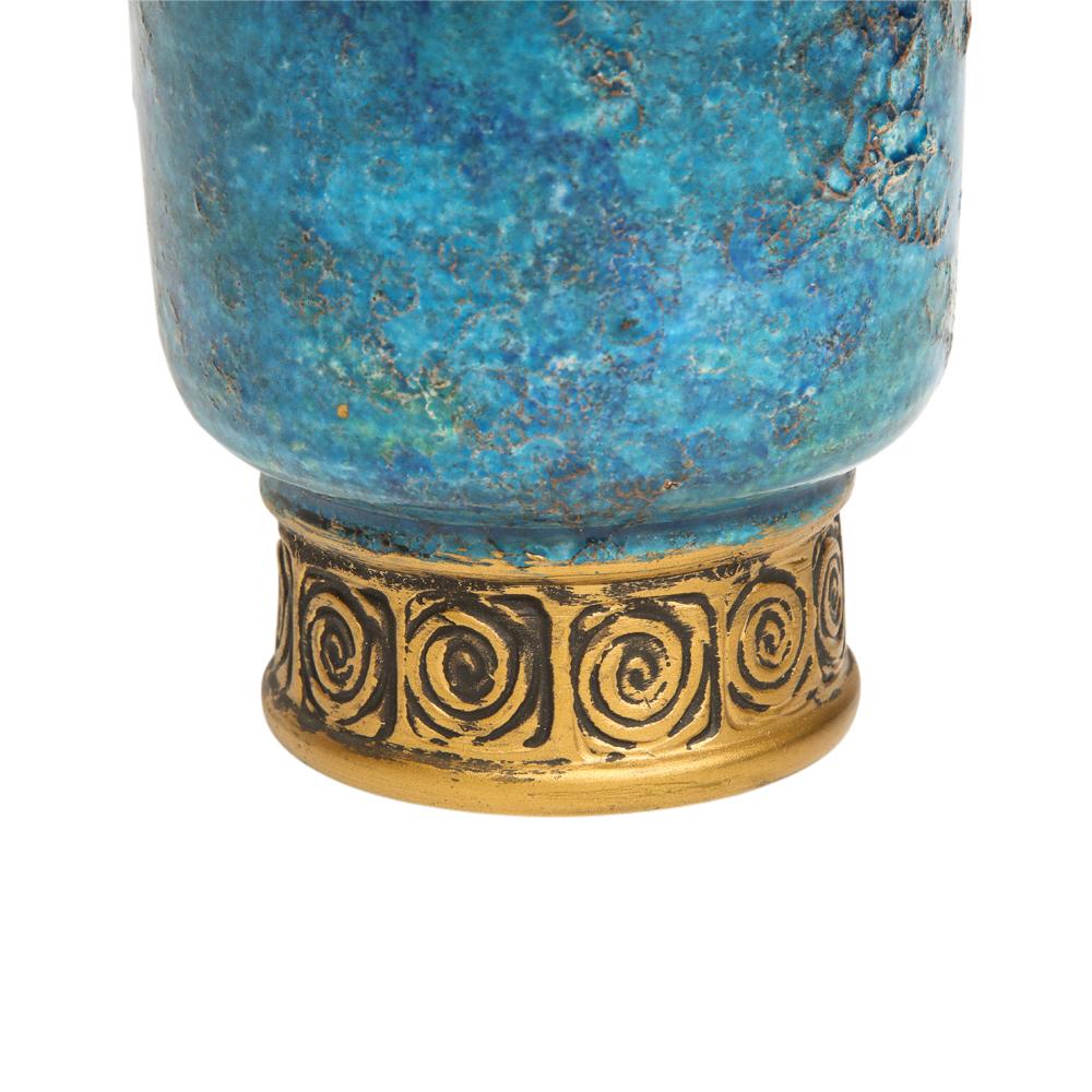 Rosenthal Netter Bitossi Vase, Ceramic, Blue Gold, Cinese, Signed 4