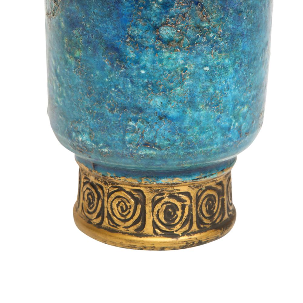 Rosenthal Netter Bitossi Vase, Ceramic, Blue Gold, Cinese, Signed 7