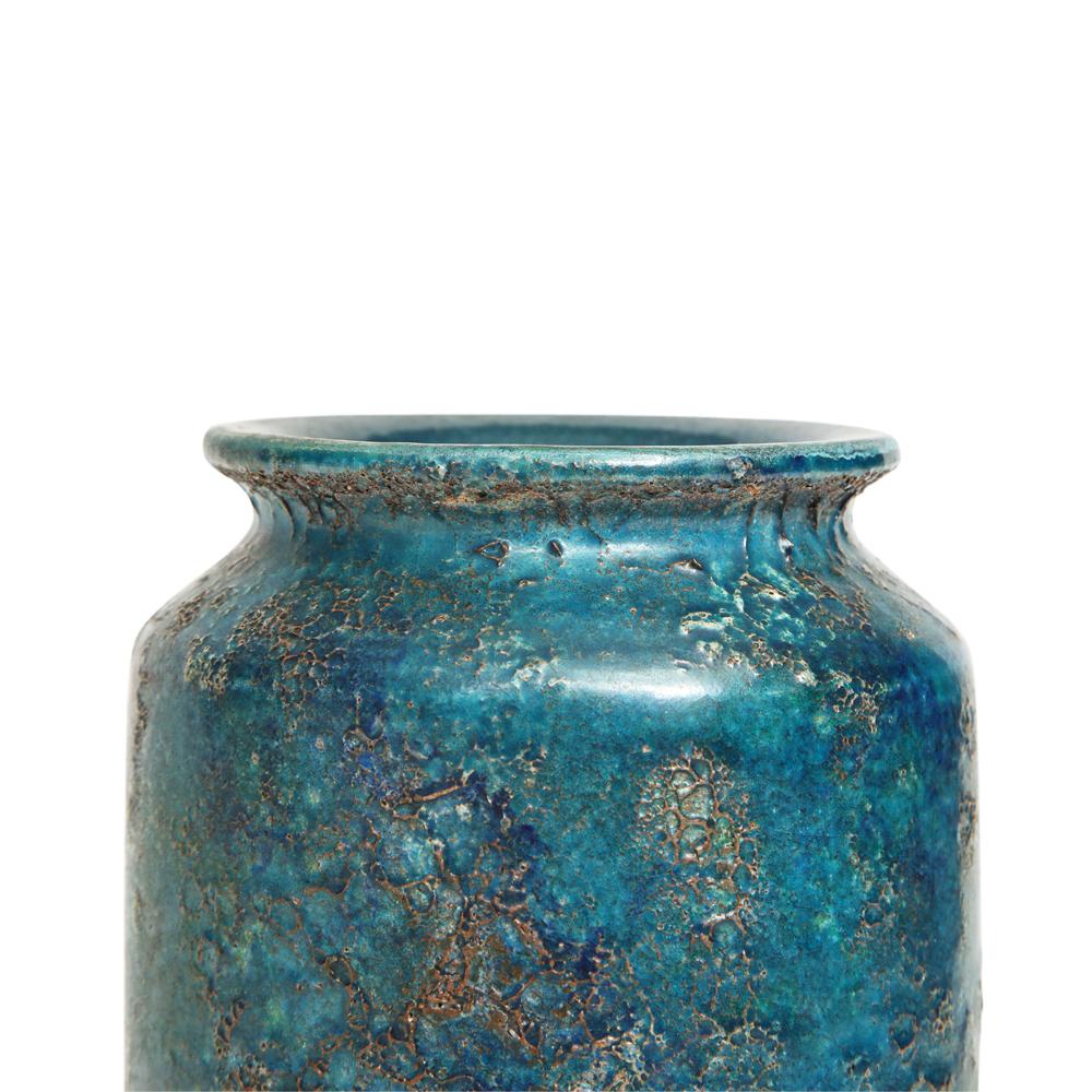 Italian Rosenthal Netter Bitossi Vase, Ceramic, Blue Gold, Cinese, Signed