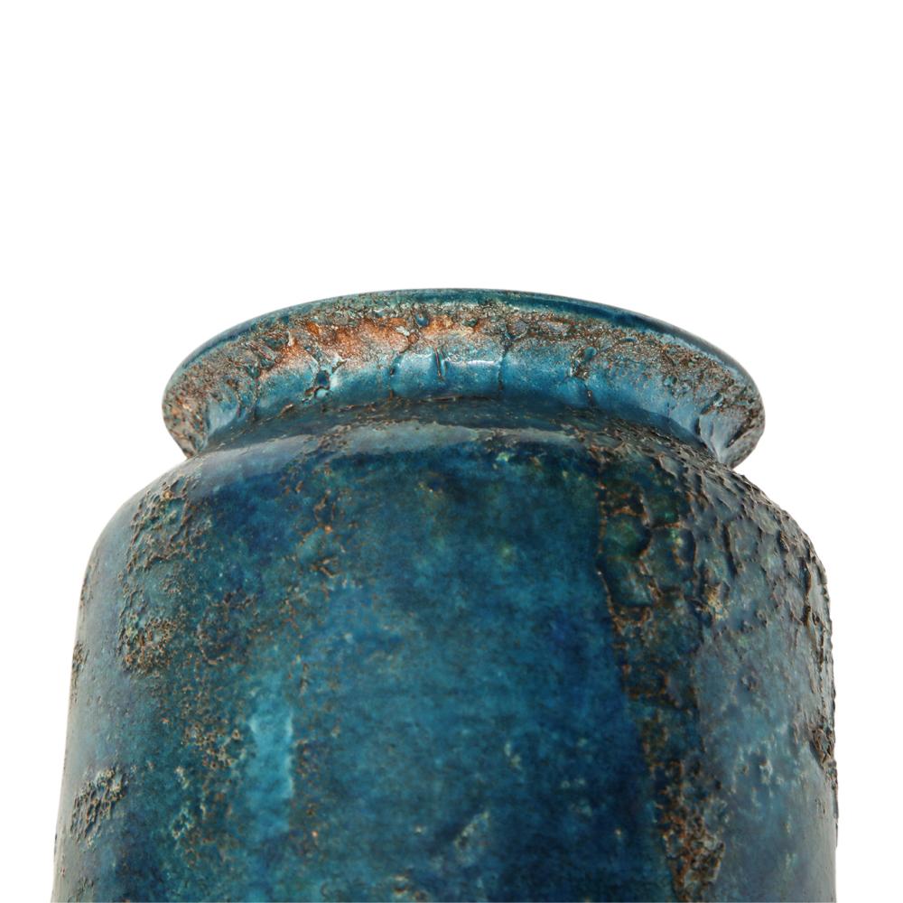 Rosenthal Netter Bitossi Vase, Ceramic, Blue Gold, Cinese, Signed In Good Condition In New York, NY