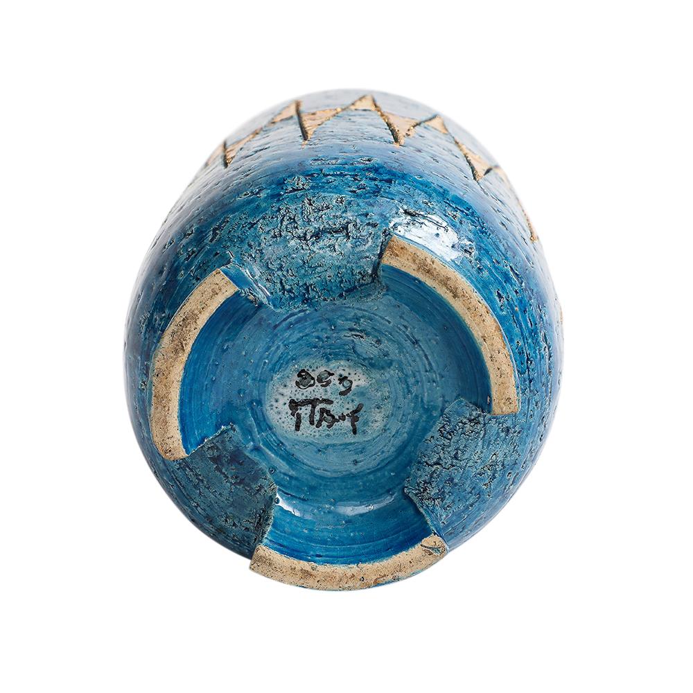 Bitossi-Vase, Keramik, Blau, Gold, Geometrisch, signiert im Angebot 8
