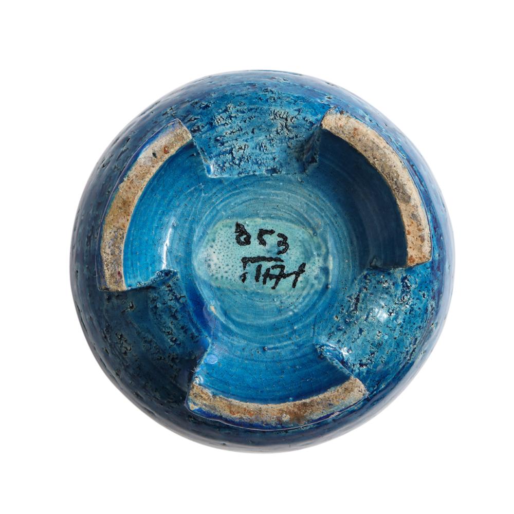 Bitossi Vase, Ceramic, Blue and Gold Geometric, Signed 8