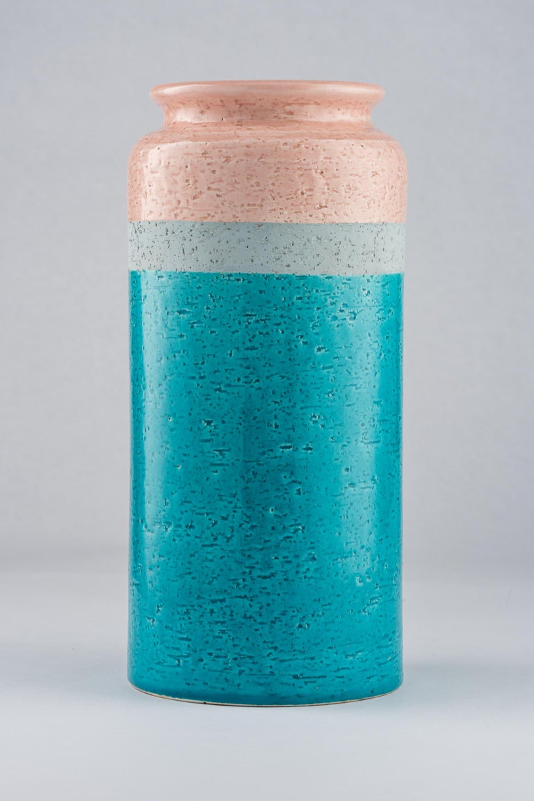 Bitossi Vase, Ceramic, Blue, Gray, Pink For Sale at 1stDibs