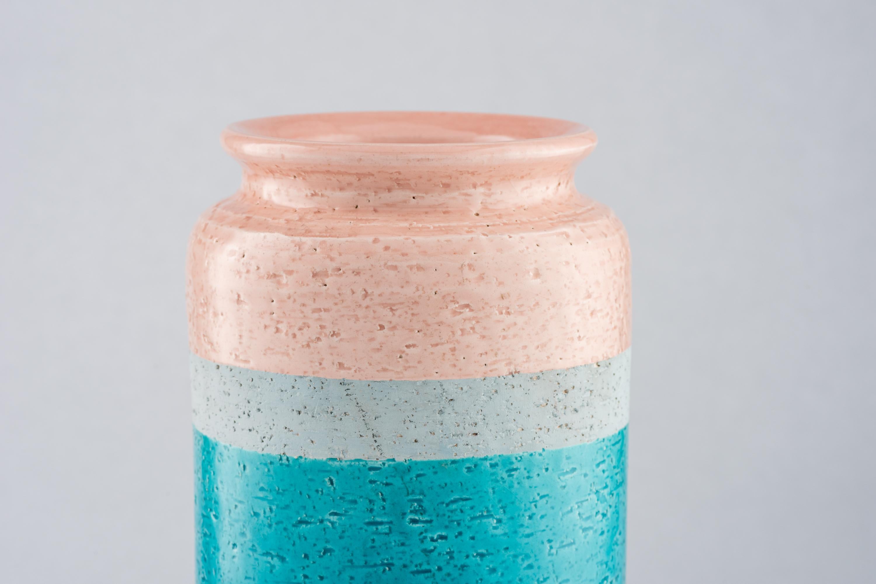 Glazed Bitossi Vase, Ceramic, Blue, Gray, Pink For Sale