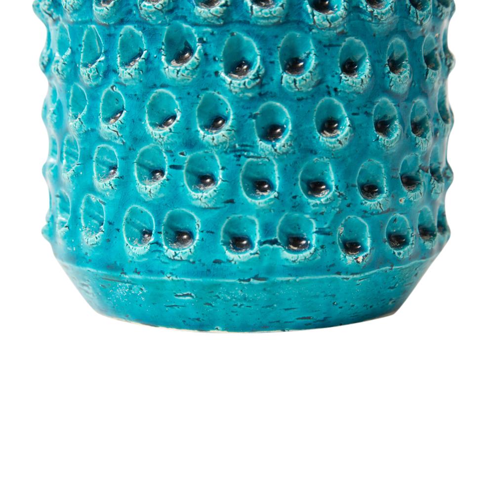 Bitossi Lacrima Vase, Ceramic, Blue Turquoise, Impressed, Textured, Signed In Good Condition In New York, NY