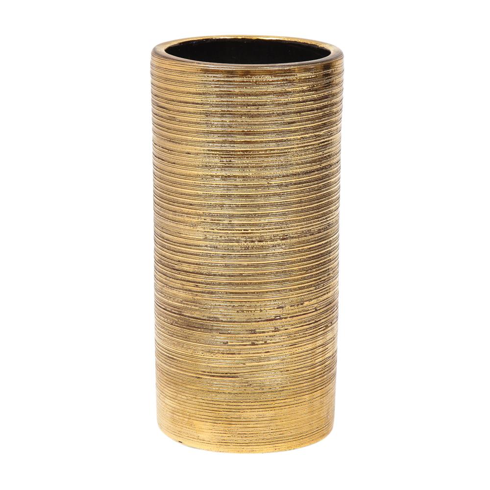 Bitossi-Vase, Keramik, gebürstetes Gold, signiert (Moderne der Mitte des Jahrhunderts) im Angebot