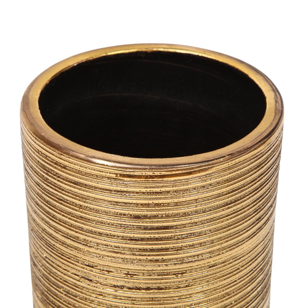 Bitossi-Vase, Keramik, gebürstetes Gold, signiert im Angebot 2