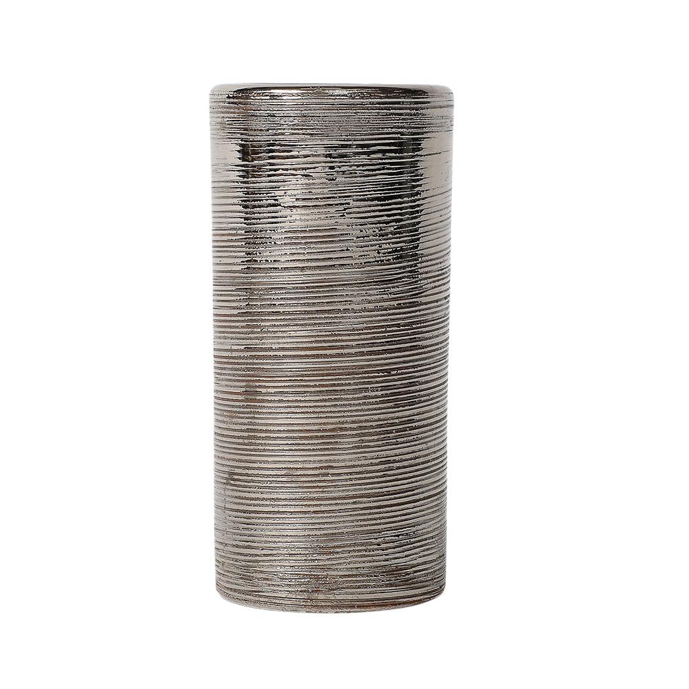 Vaso Bitossi, Ceramica, Spazzolato, Argento metallizzato in vendita 3