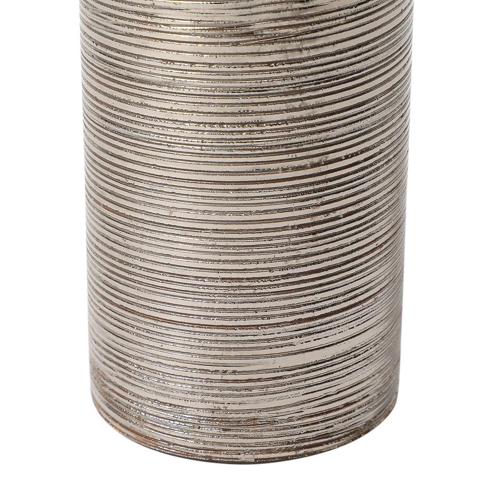 Vaso Bitossi, Ceramica, Spazzolato, Argento metallizzato in vendita 4