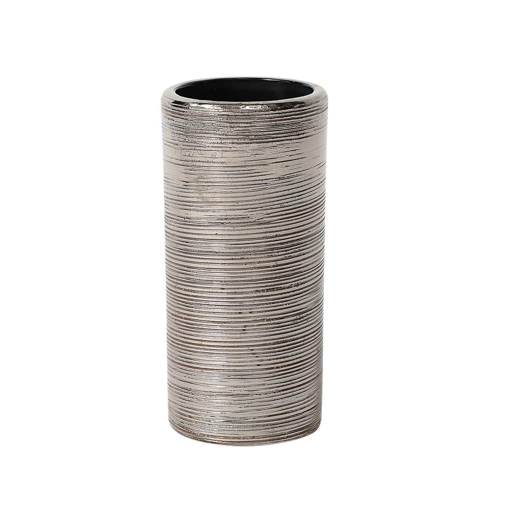 Vaso Bitossi, Ceramica, Spazzolato, Argento metallizzato in vendita 5
