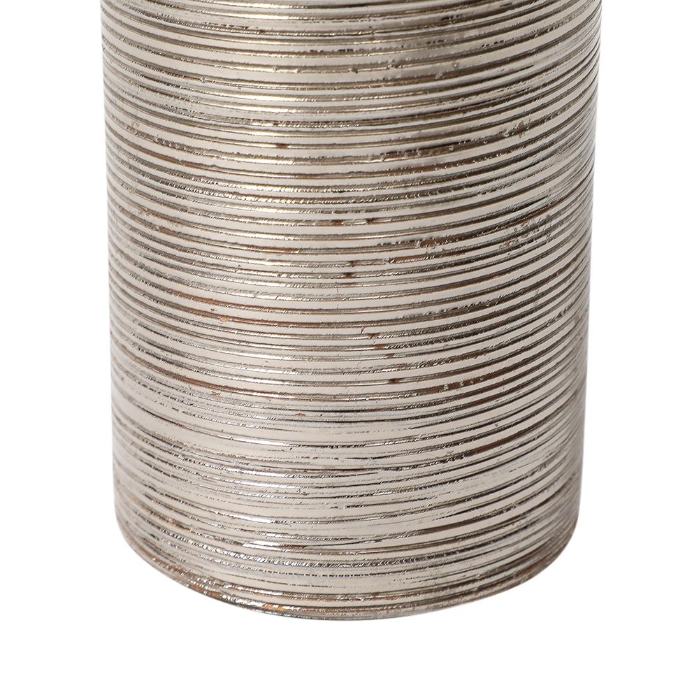 Vaso Bitossi, Ceramica, Spazzolato, Argento metallizzato in vendita 6