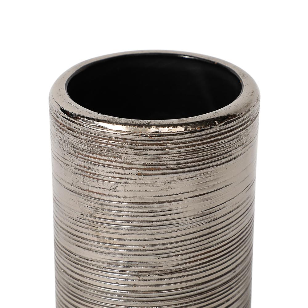 Vaso Bitossi, Ceramica, Spazzolato, Argento metallizzato in vendita 7