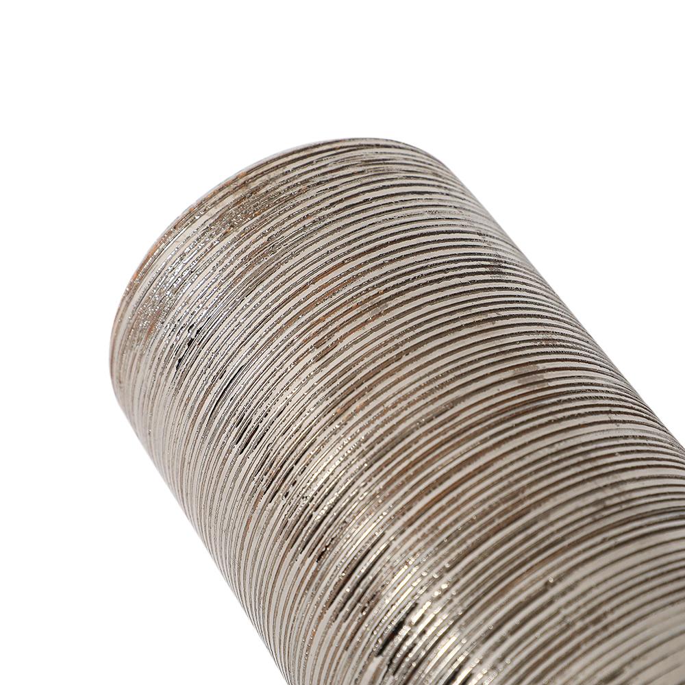 Vaso Bitossi, Ceramica, Spazzolato, Argento metallizzato in vendita 8